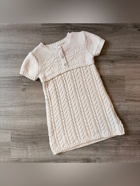Chelsea's Corner little girls cream knit sweater dress